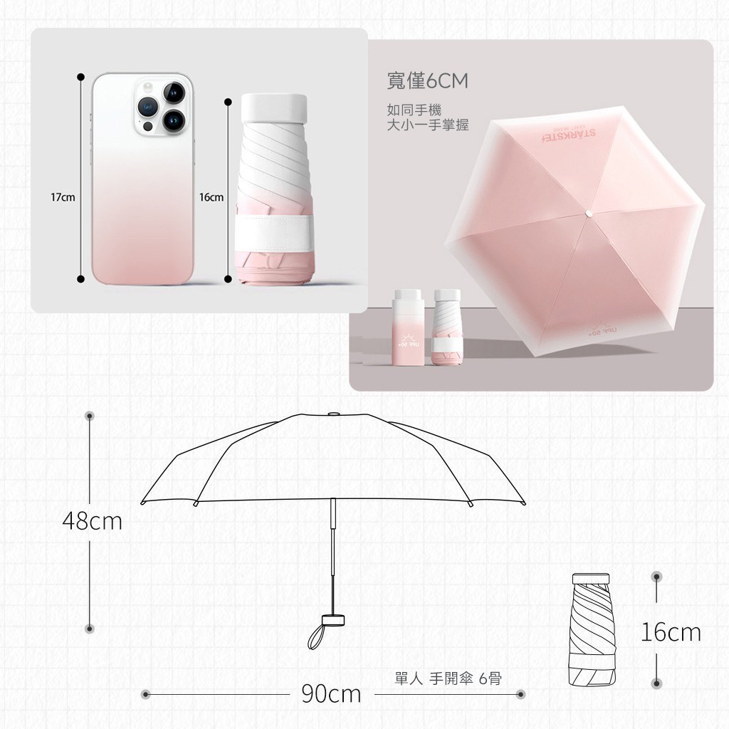 (預購) STÄRKSTE 極輕抗UV兩用口袋傘